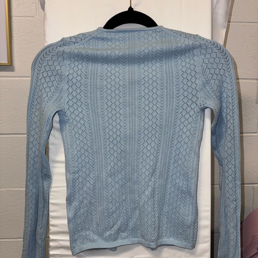 Chic Light Blue Knit Cardigan - Picture 3 of 3